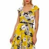 Succubus Serena Floral 50's Swing Dress Mustard