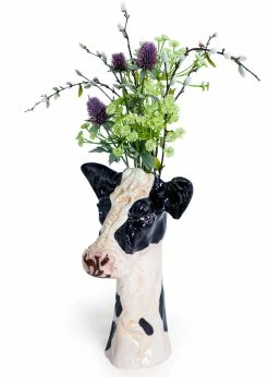 Succubus Home Friesian Cow Head Ceramic Vase Black White