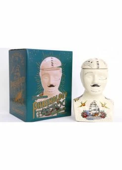 Temerity Jones Phrenology Tattoo Head Ceramic Jar Big
