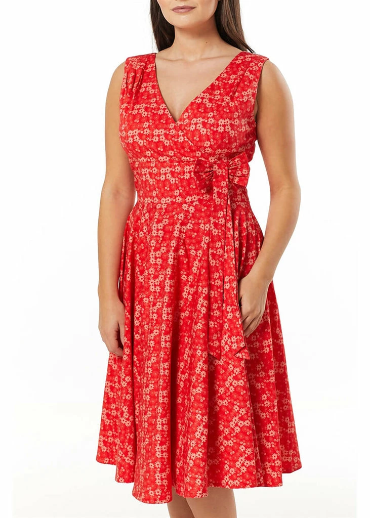 Timeless Hazel Floral 50's Swing Dress Red 4 Timeless Hazel Floral 50's Swing Dress Red - Image 2