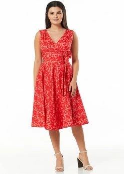 Timeless Hazel Floral 50's Swing Dress Red