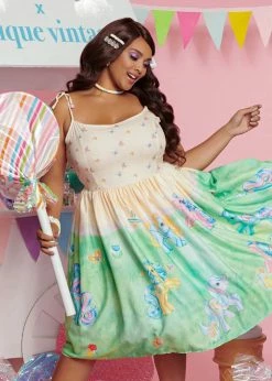 Unique Vintage X My Little Pony Bobbie 50's Swing Dress Yellow Green