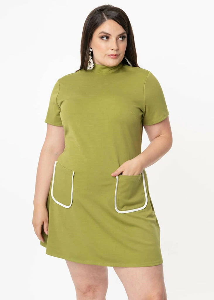 Unique Vintage Smak Parlour Wave Maker 60's Mini Dress Green - Image 2