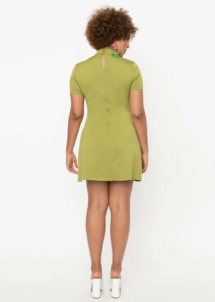 Unique Vintage Smak Parlour Wave Maker 60's Mini Dress Green - Image 4