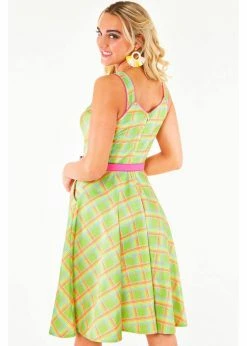 Voodoo Vixen Vita Rainbow Tartan 50's Swing Dress Green -Smashed Lemons shop voodoo vixen DRA9339 vita rainbow dress grn 4 adc570ff 2188 4273 a4d4 63ff04ccf2a3 1024x1024